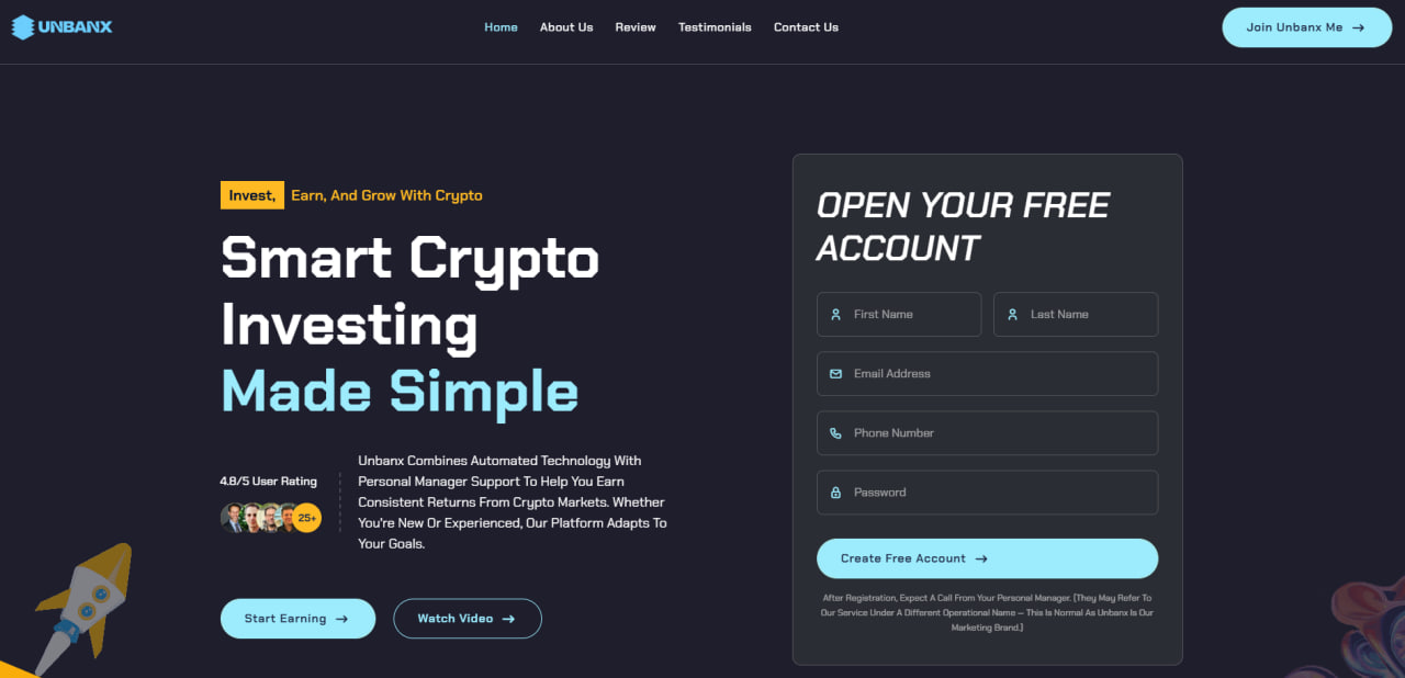 Unbanx Dashboard-Vorschau